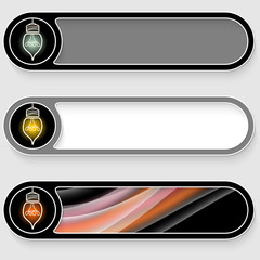 Wall Mural - Set of three vector abstract buttons with bulb symbol