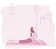 Pink Illustration Of A Woman Doing A Yoga Pose