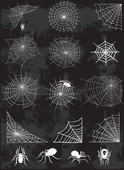 Wall Mural - Spider web silhouette vector set