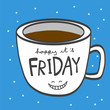 Friday coffee cup smile cartoon illustration
