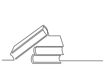 Wall Mural - continuous line drawing of books