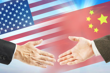 Wall Mural - Friendly relations between United States and China. International policy and diplomacy