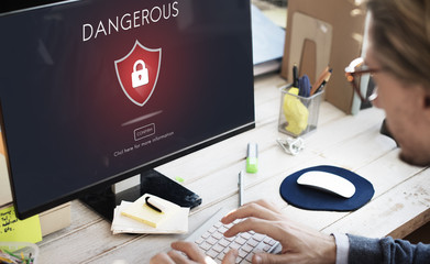 Wall Mural - beware caution dangerous hacking concept