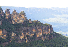 The Three Sisters A Rock Formation In The Blue Mountains Of New South Wales, Australia. A Famous Land Mark And Tourist Destination Near To Sydney, Australia.