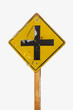 Intersection ahead old road sign
