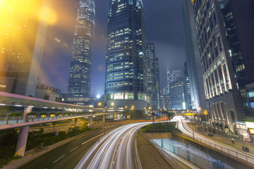 Wall Mural - Hong Kong's urban architecture, night