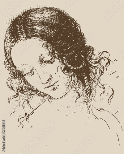 Dekoracja na wymiar  kobieta-szkic-ilustracja-leonardo-da-vinci-wektor