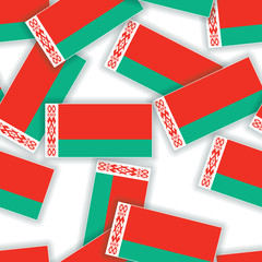 Belarus - Seamless pattern collage of flags with shadows on a wh