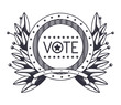 Vote seal stamp with wreath icon. Election government presidential and campaign theme. Isolated design. Vector illustration