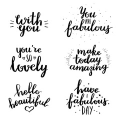 Wall Mural - Lettering vector text with motivational quote. Sweet cute inspiration typography. Calligraphy postcard poster graphic design element. Hand written sign.