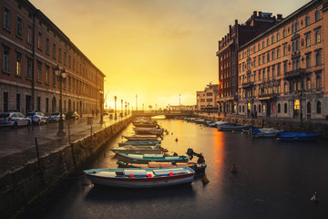 Wall Mural - Trieste, Italy. Grand Canal in the evening.