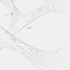 Wall Mural - tech background with abstract wave line.