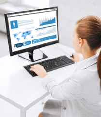 businesswoman with graphs on computer at office