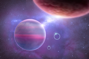 Wall Mural - astronomy image with planets, nebula and stars in space