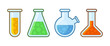 Chemical Laboratory Equipment Icons Set on White Background. Vector