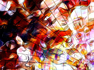Aufkleber - music note and Space with stars. Fire flames and abstract color background. Music concept.