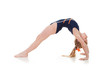 Gymnast: Side View Of Young Girl Doing A Backbend Bridge