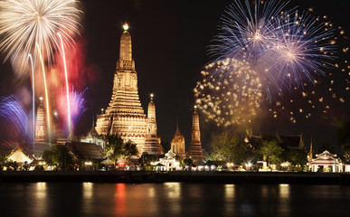 exotic new year - Bangkok new year countdown fireworks at Wat Ar