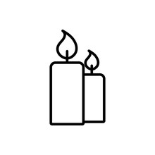 Candle Light Burn Wax Blue Thin Line Outline Icon On Black Backg