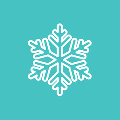 snowflake freeze winter blue white thin line outline icon