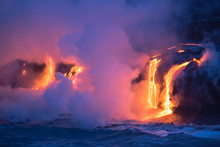 Lava Vom Kilauea Trifft Aufs Meer Auf Hawaii