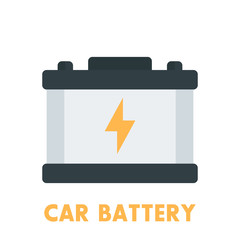 Poster - car battery flat icon on white, vector illustration