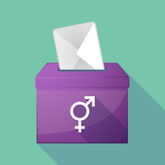 Poster - Long shadow ballot box with a bigender symbol