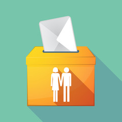 Canvas Print - Long shadow ballot box with a heterosexual couple pictogram