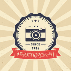 Canvas Print - photography, photographer vintage logo, emblem with retro camera