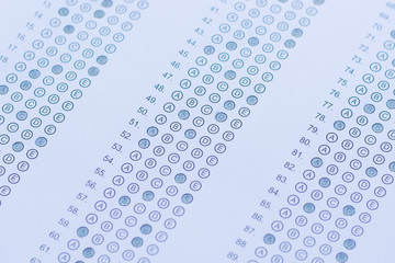 Test score sheet with answers