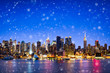 canvas print picture - New York skyline im Winter mit Schnee