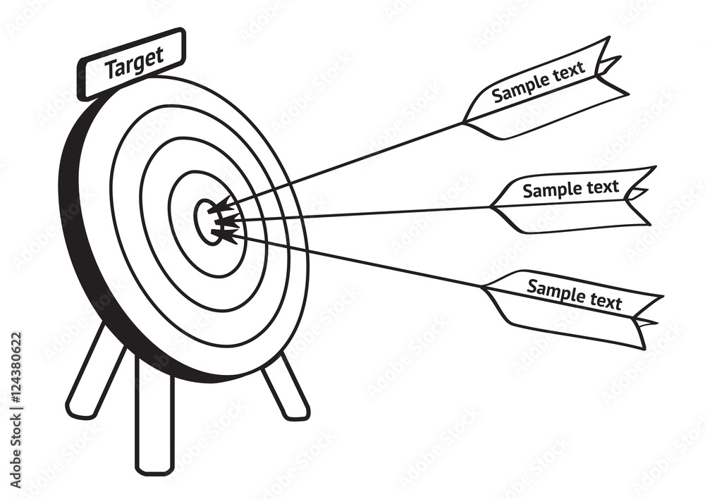 Target Hit Drawring Arrows hit the target, hand drawn vector illustration isolated on white ...