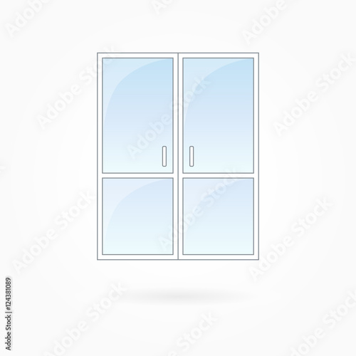 Door Frame Vector Ilration Twin Closed Doors With Two Vertical Door Frame Vector Ilration Twin Closed Doors With Two Vertical Halves White Plastic Blue Sky Gl Outdoor Objects Collection Flat Style
