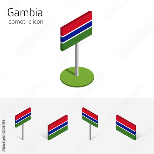 Gambian Flag Islamic Republic Of The Gambia Vector Set Of Isometric Flat Icons 3d Style African Country Flags Editable Design Elements For Banner Web Presentation Infographic Map Eps 10 Buy This