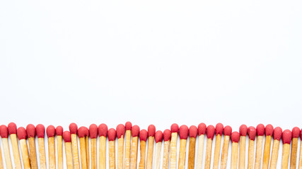 Matches stick on white background isolated close up.