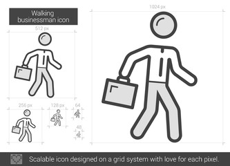 Canvas Print - Walking businessman line icon.