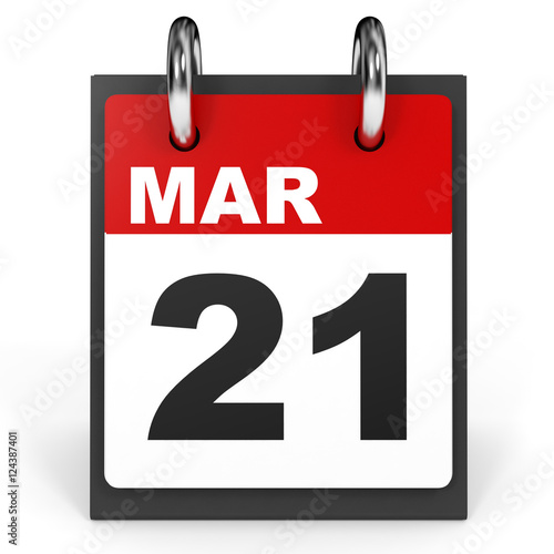 March 21. Calendar on white background. Buy this stock illustration