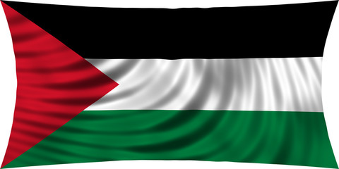 Wall Mural - Flag of Palestine waving isolated on white