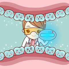 Wall Mural - cartoon doctor dentist