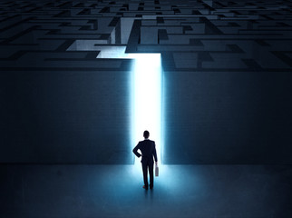 man at the entrance to a maze