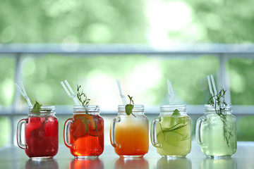 Poster - Different cocktails on table in cafe