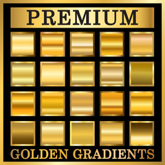 Wall Mural - gold texture in frame set. collection golden gradient smooth material background. square textured br