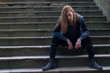 © Rob Rye - Portrait of man with a long beard and a long hair on the stairca