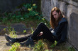 © Rob Rye - Portrait of man with a long beard and a long hair near the wall