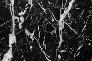 Wall Mural - White patterned detailed of black Marquina marble pattern texture