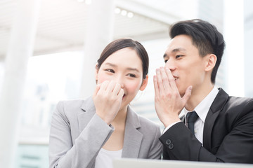 Poster - businesspeople talk in office