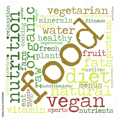 Tapeta ścienna na wymiar Food word cloud in shape of square. White background. Vector.