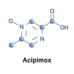 Sticker - Acipimox is a niacin derivative used as a lipid-lowering agent. It reduces triglyceride levels and increases HDL cholesterol. Medical vector illustration.