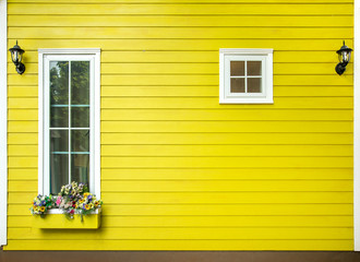 windows of wooden house