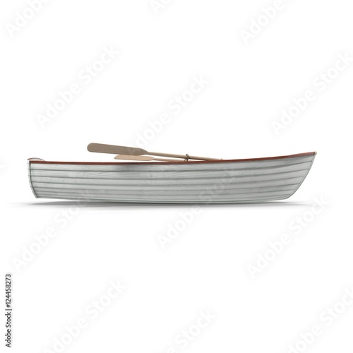 Cuadros en Lienzo Fishing boat Isolated on white. Side view. 3D illustration